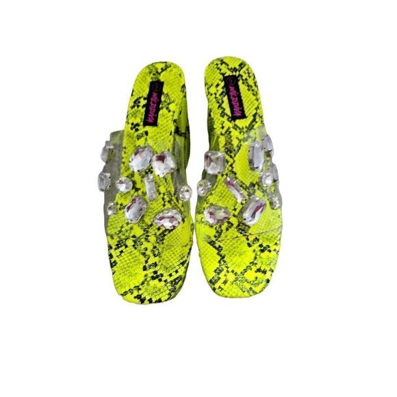 Wild Diva Animal Print Platforms Neon Yellow Women's Sz 9 - Picture 1 of 4